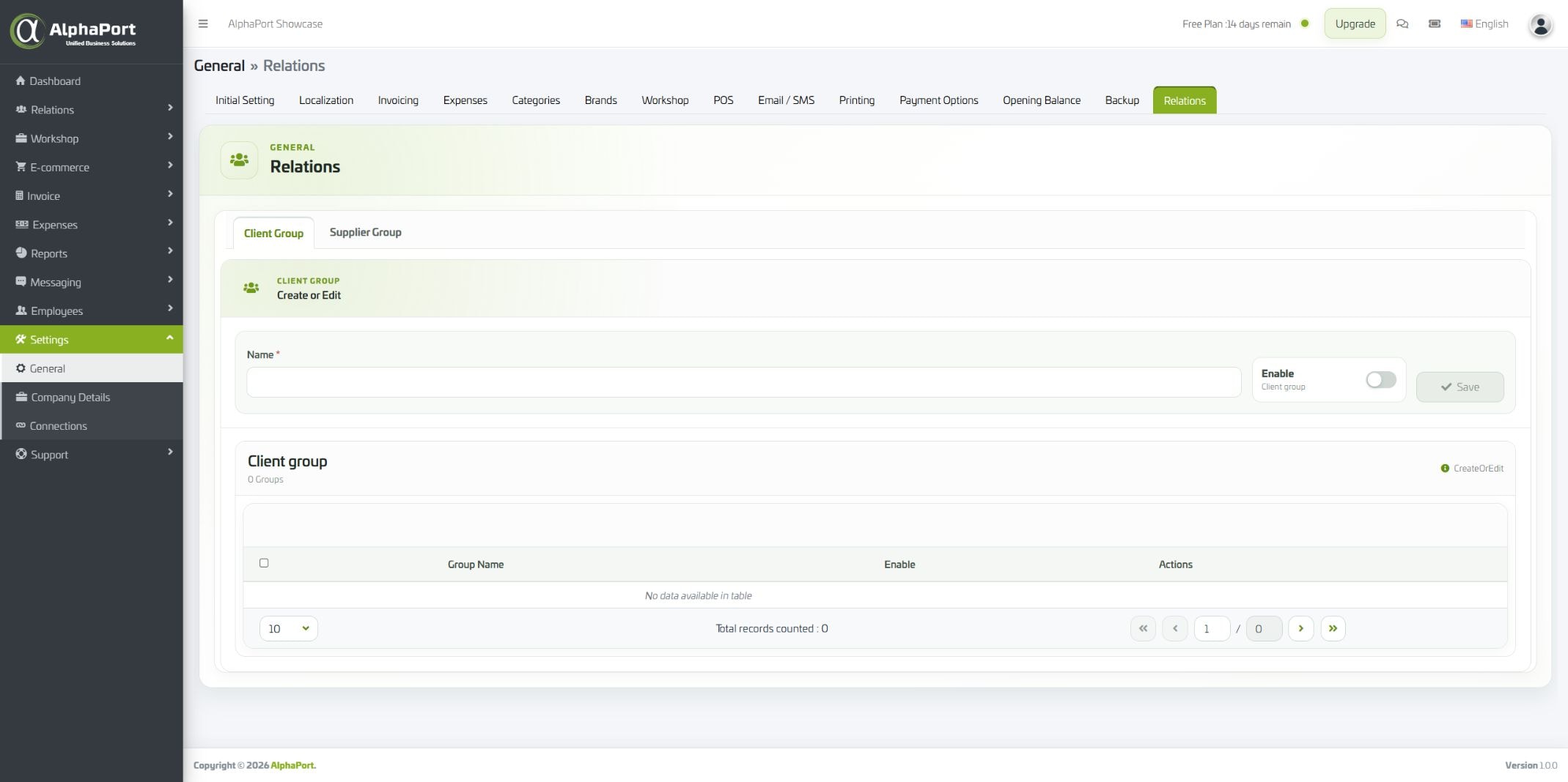 نام و وضعیت فعال گروه مشتری