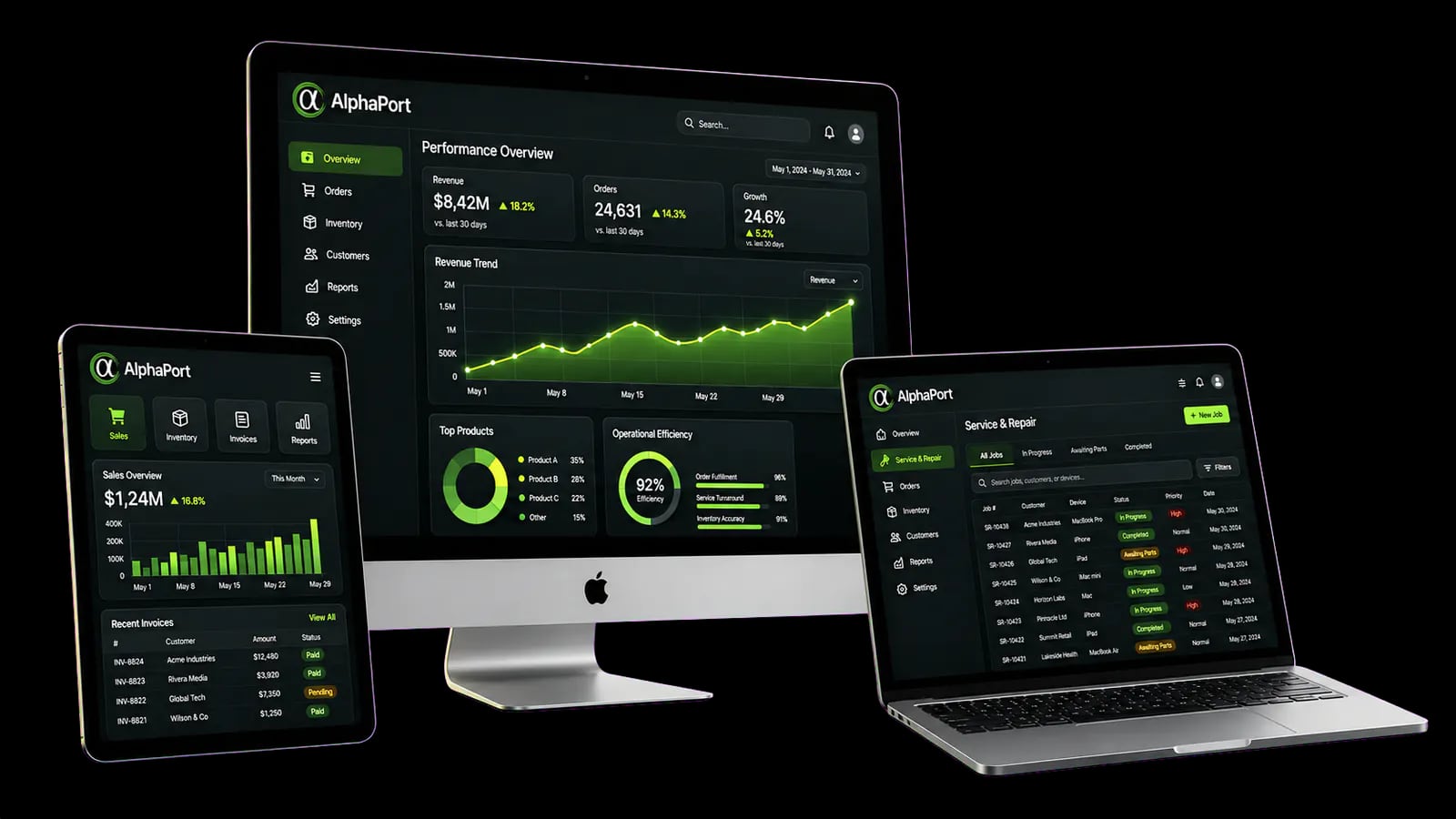 نرمافزار AlphaPort روی رایانهٔ رومیزی، لپتاپ و تبلت